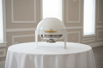6.34 Qt White Round Roll Top Chafer - Rental