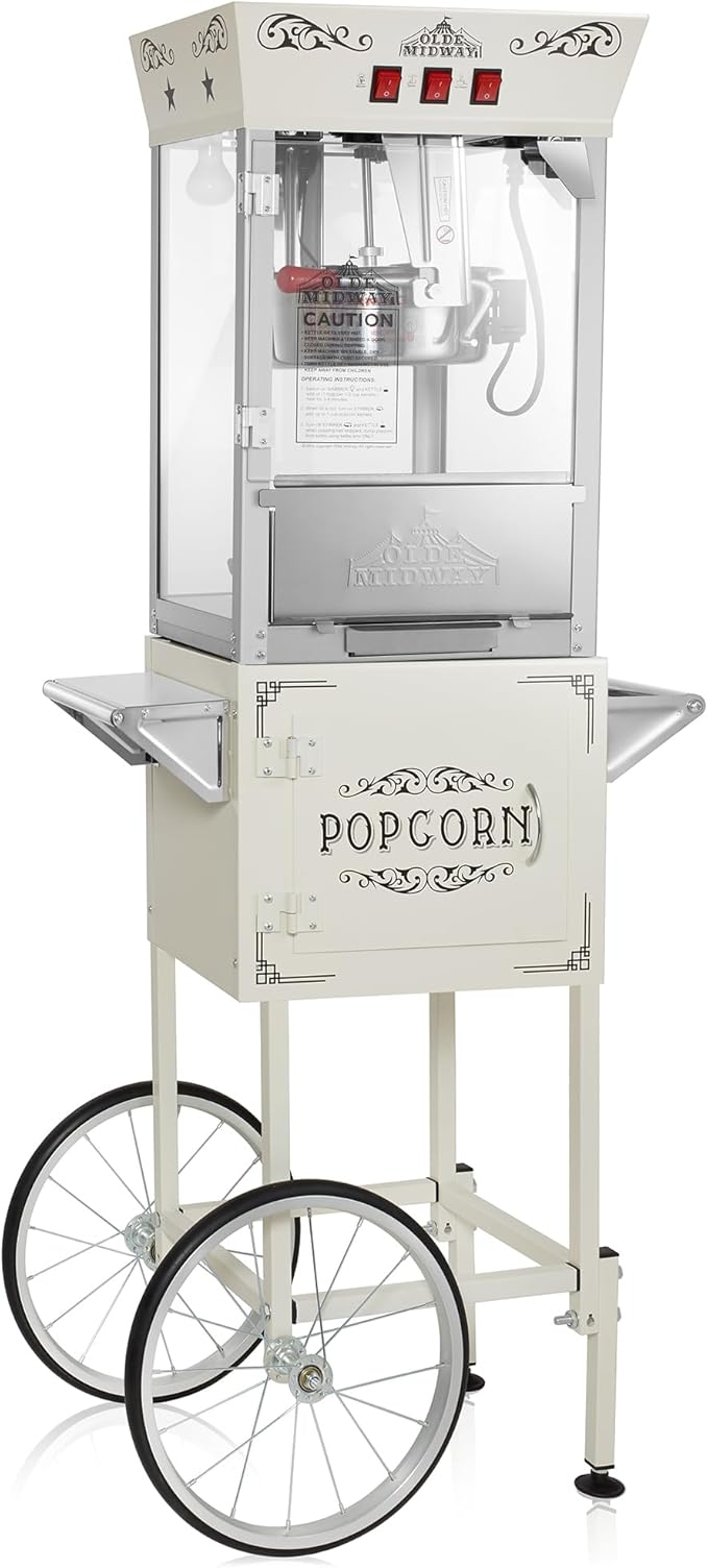 Moving Popcorn White Popcorn Cart Rental