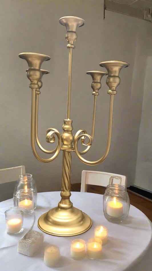 Candelabra Candle Stand 20in Tall Gold