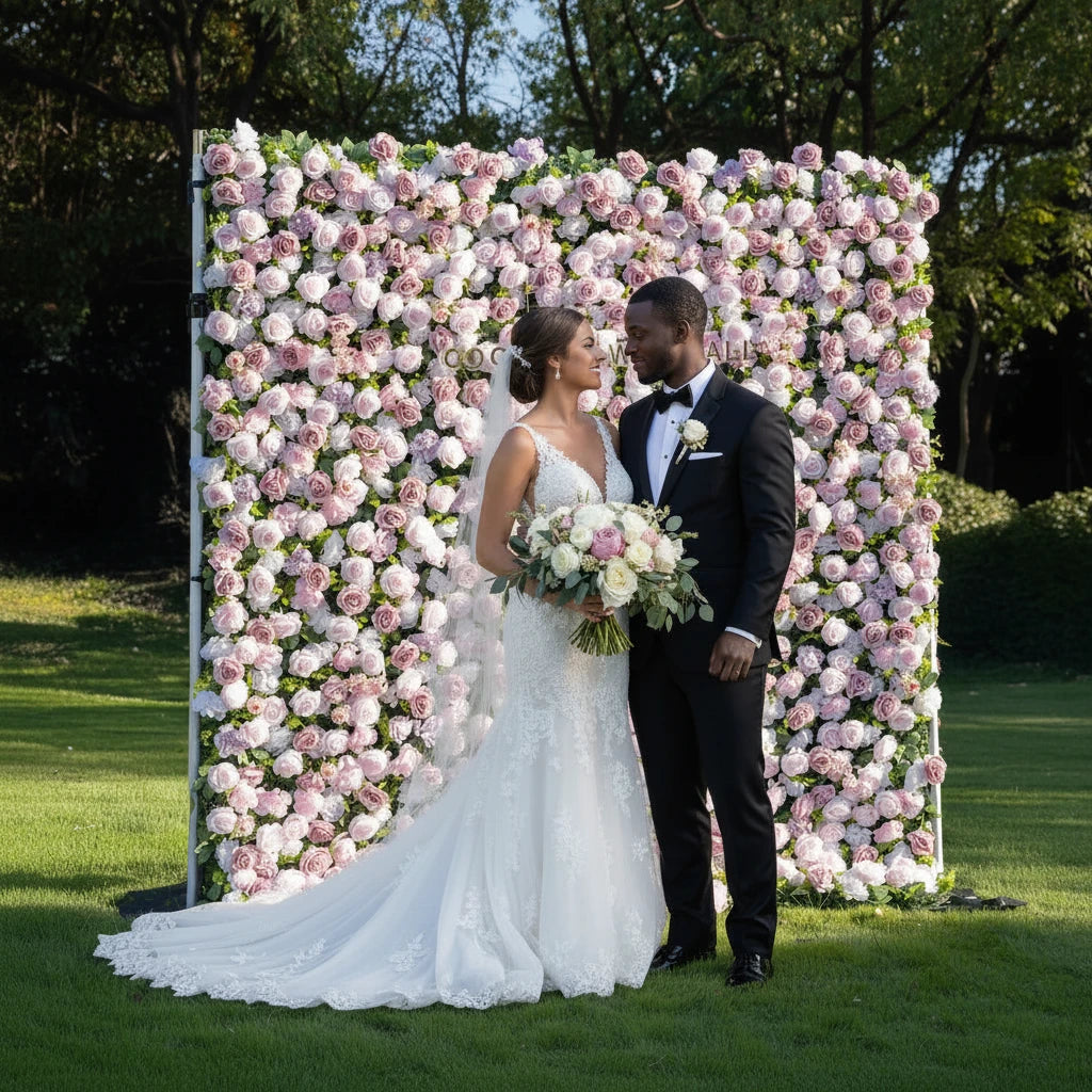 Blooming Pink Flower Wall Rental | Elegant Event Backdrop – Wynn & Co